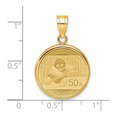 14K Yellow Gold Panda Coin Bezel Pendant – view 2