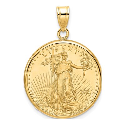 14K Yellow Gold Coin Bezel for 4oz Eagle Pendant