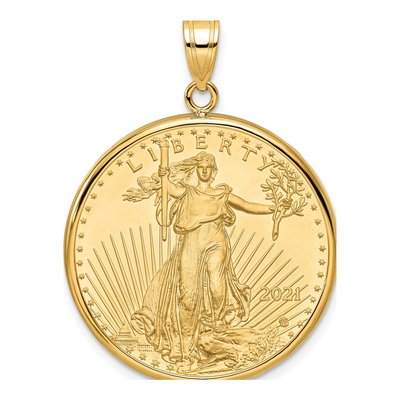 14K Yellow Gold Coin Bezel Pendant