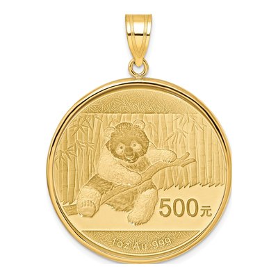 14K Yellow Gold Coin Bezel for 1oz Panda Pendant