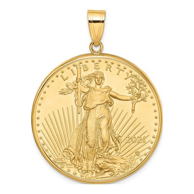 14K Yellow Gold Coin Bezel Pendant