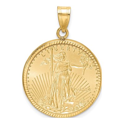 14K Yellow Gold 4oz American Eagle Coin Bezel Pendant