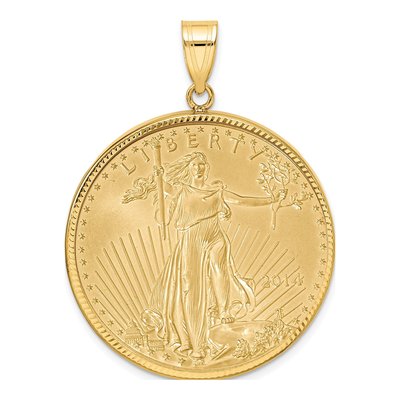 14K Yellow Gold Coin Bezel for 1oz Eagle Pendant