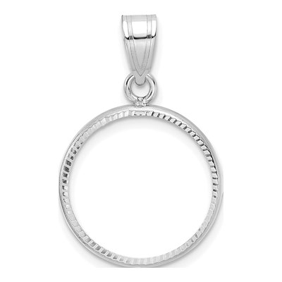 14K White Gold Coin Bezel Pendant