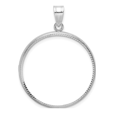 14K White Gold Coin Bezel for 2oz Eagle Pendant