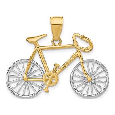 14K Two-Tone Gold 3D Bicycle Pendant – view 4