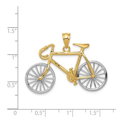 14K Two-Tone Gold 3D Bicycle Pendant – view 5