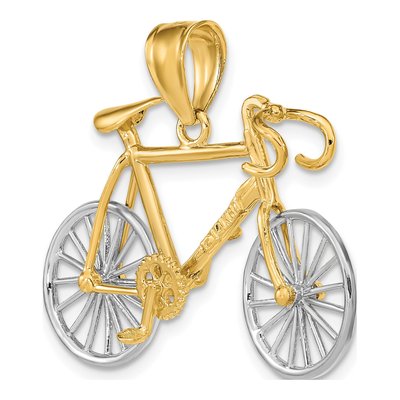 14K Two-Tone Gold 3D Bicycle Pendant – view 6