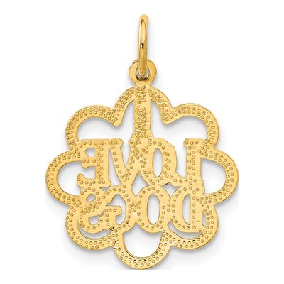 14K Yellow Gold I LOVE DOGS Scalloped Pendant – view 4