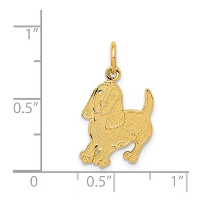 14K Yellow Gold Textured Hound Dog Pendant – view 5