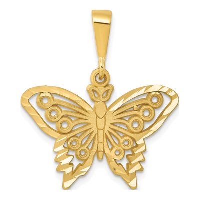 14K Yellow Gold Diamond-Cut Butterfly Charm