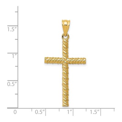 14K Yellow Gold Twisted Cross Pendant – view 5