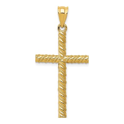 14K Yellow Gold Twisted Cross Pendant