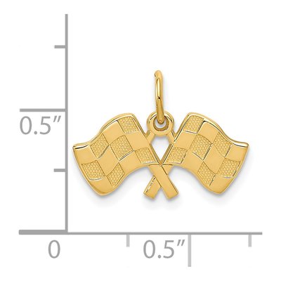 14K Yellow Gold Racing Flags Pendant – view 5