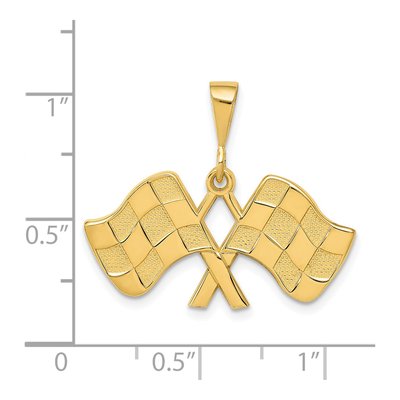 14K Yellow Gold Racing Flags Pendant – view 5