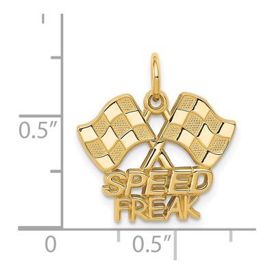 14K Yellow Gold Racing Flags Speed Freak Charm – view 5