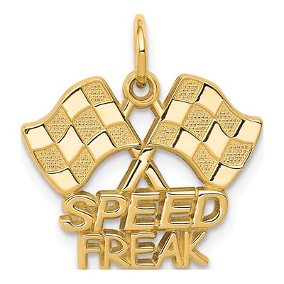 14K Yellow Gold Racing Flags Speed Freak Charm