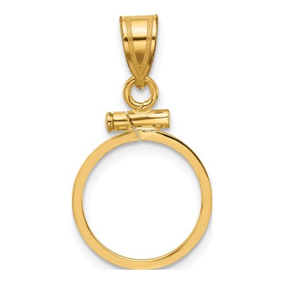 14K Yellow Gold Screw Top Coin Bezel Mount Coin Bezel