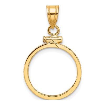 14K Yellow Gold Screw Top Coin Bezel Coin Bezel