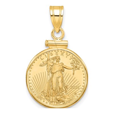 14K Yellow Gold Screw Top Coin Bezel Pendant