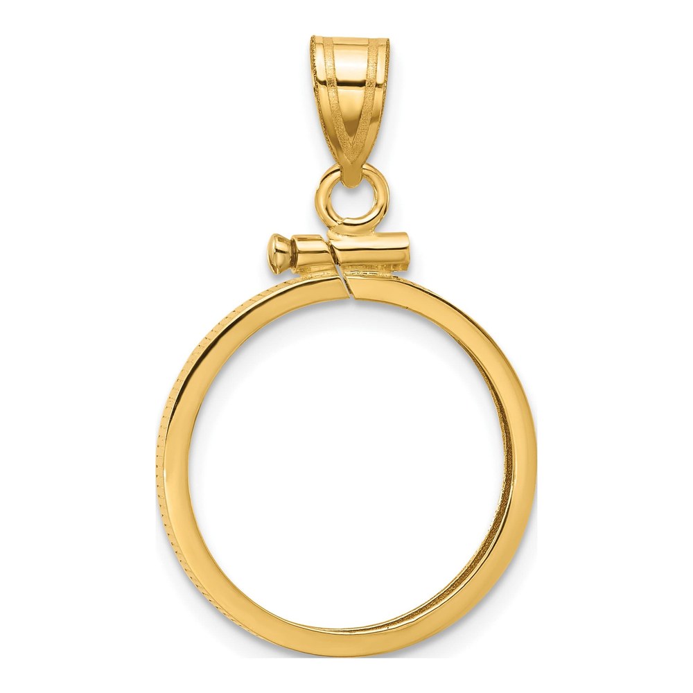 14K Yellow Gold Screw Top Coin Bezel Pendant Mount