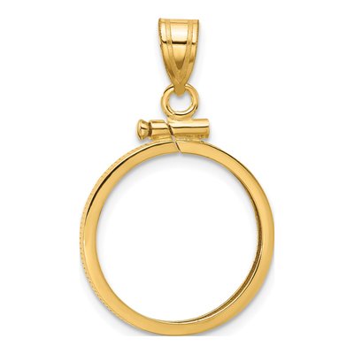 14K Yellow Gold Screw Top Coin Bezel Mount Coin Bezel