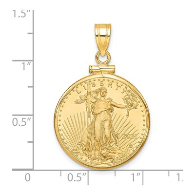 14K Yellow Gold Coin Bezel Pendant – view 2