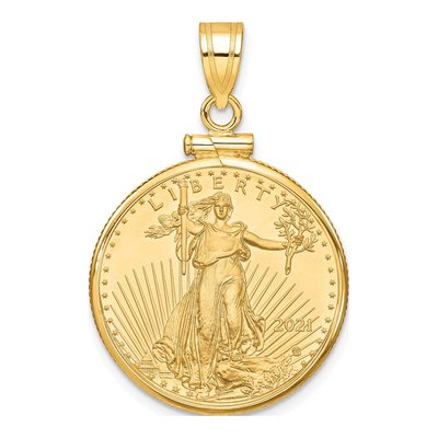 14K Yellow Gold Coin Bezel Pendant