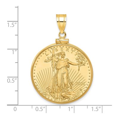 14K Yellow Gold Coin Bezel Pendant – view 2