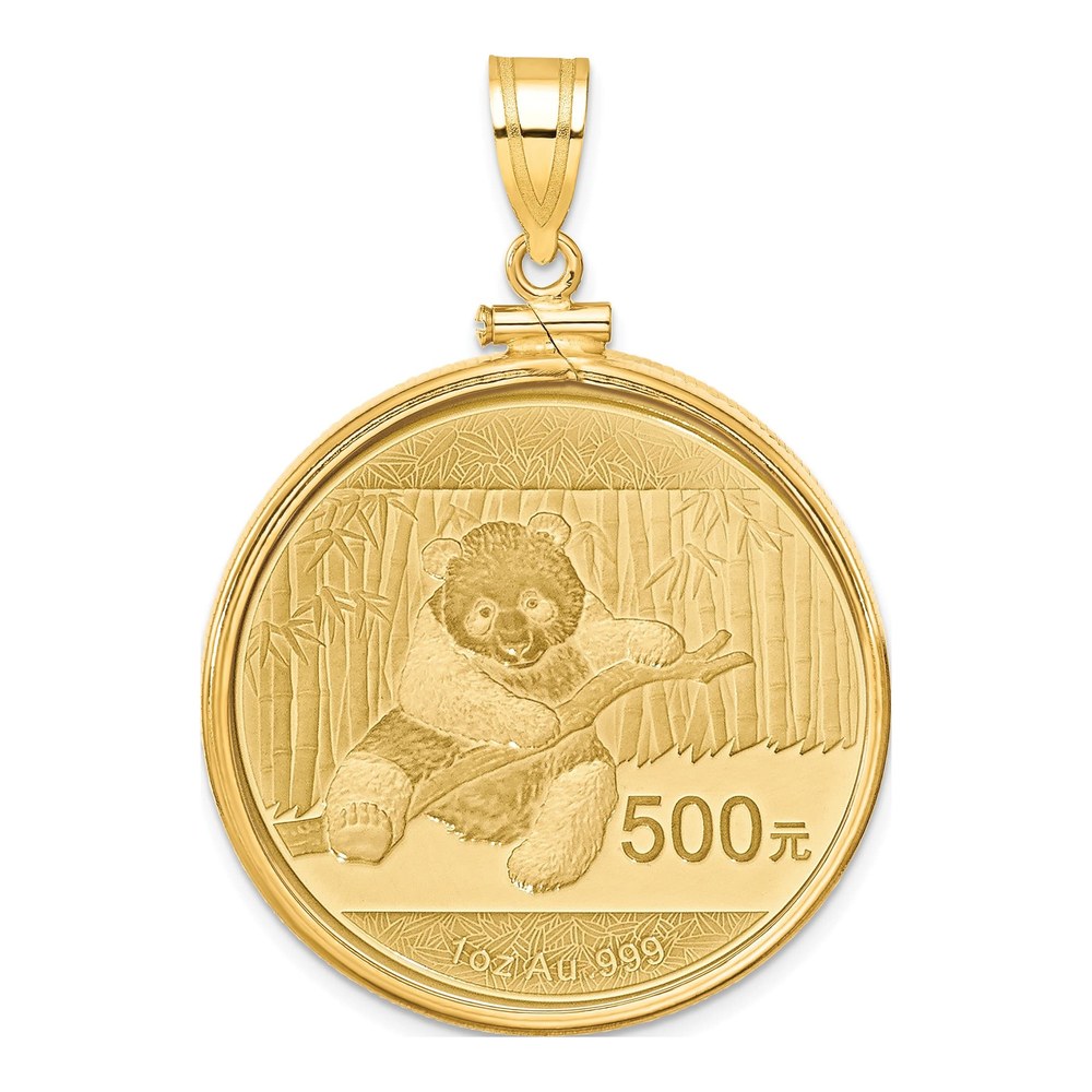 14K Yellow Gold Screw-Top Coin Bezel Pendant, 1oz Panda