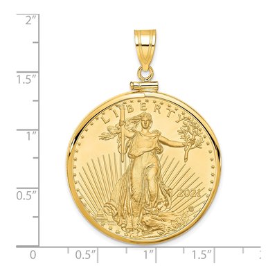 14K Yellow Gold 1oz American Eagle Coin Bezel Pendant – view 2
