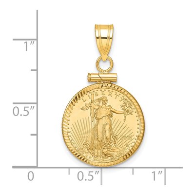 14K Yellow Gold Coin Bezel Pendant – view 2