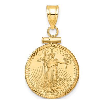 14K Yellow Gold Coin Bezel Pendant