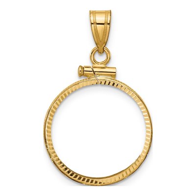 14K Yellow Gold Screw Top Coin Bezel Pendant