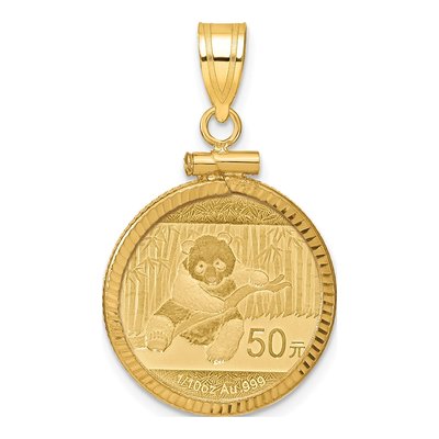 14K Yellow Gold Coin Bezel for 10oz Panda Pendant
