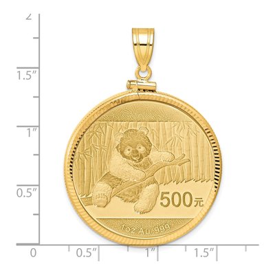 14K Yellow Gold 1oz Panda Coin Bezel Pendant – view 2