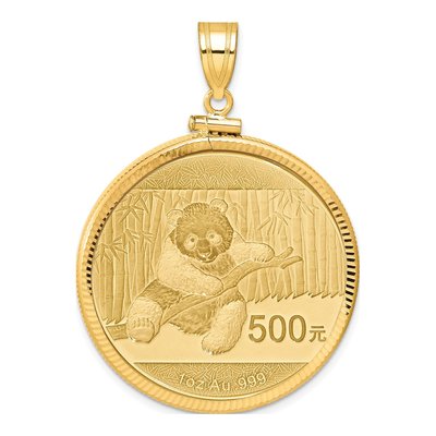 14K Yellow Gold 1oz Panda Coin Bezel Pendant