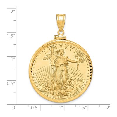 14K Yellow Gold Coin Bezel for 1oz Eagle Pendant – view 2