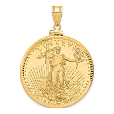 14K Yellow Gold Coin Bezel for 1oz Eagle Pendant
