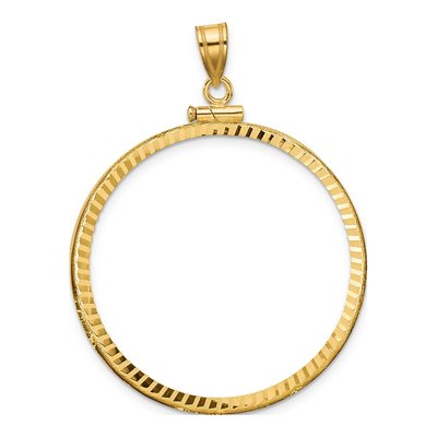 14K Yellow Gold Screw Top Coin Bezel Pendant