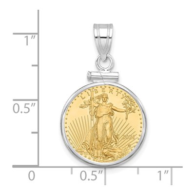 14K White Gold Screw Top Coin Bezel Pendant – view 2