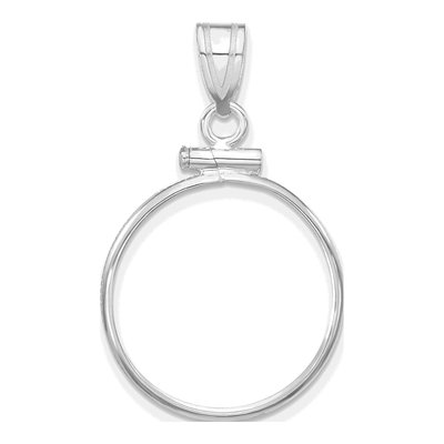 14K White Gold Screw Top Coin Bezel Coin Bezel