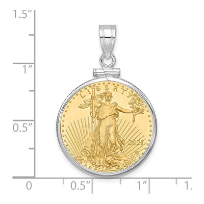 14K White Gold Coin Bezel Pendant – view 2