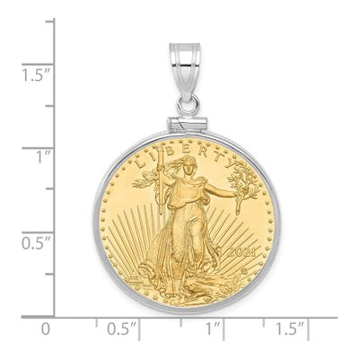 14K White Gold Screw Top Coin Bezel Pendant – view 2