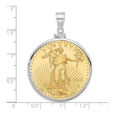 14K White Gold Screw Top Coin Bezel Pendant – view 2