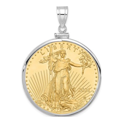 14K White Gold Screw Top Coin Bezel Pendant