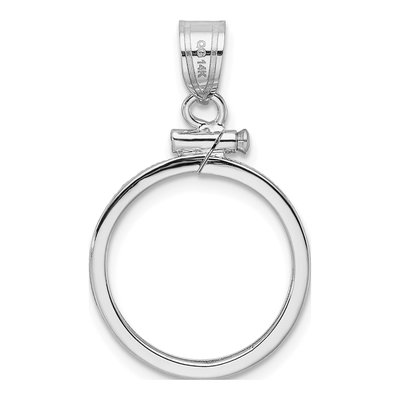 14K White Gold Screw Top Coin Bezel Pendant – view 4