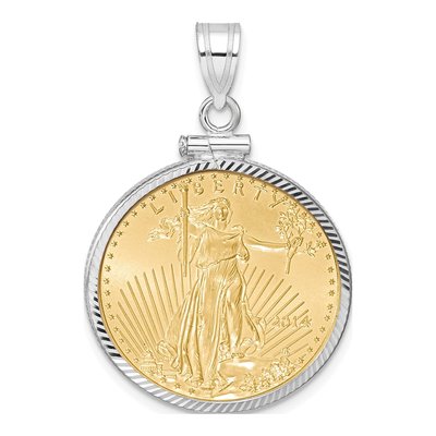14K White Gold Coin Bezel Pendant