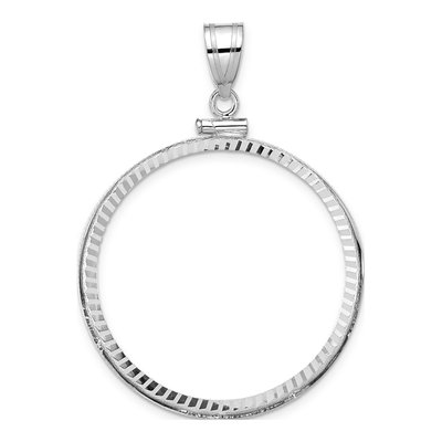 14K White Gold Coin Bezel Pendant