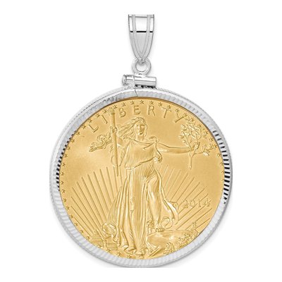 14K White Gold 1oz American Eagle Coin Bezel Pendant